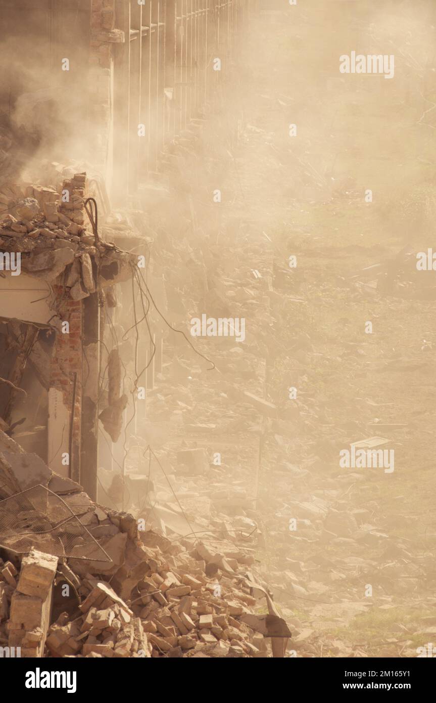 Abriss eines alten Gebäudes Stockfoto