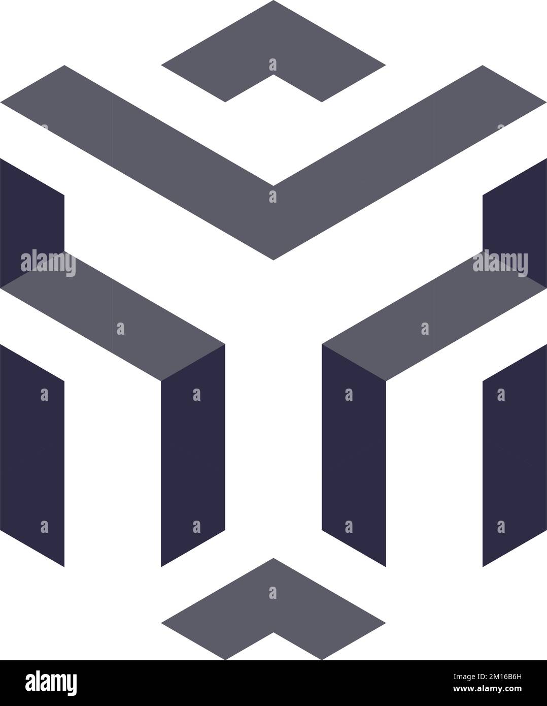 Sechseckiges Logo mit negativem Leerzeichen Stock Vektor