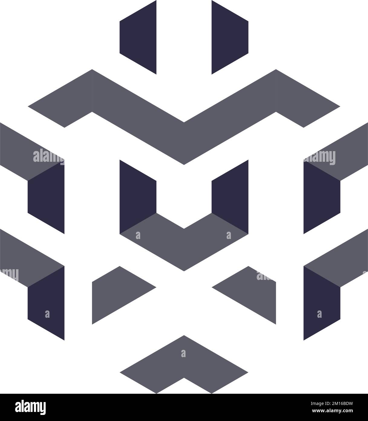 Sechseckiges Logo mit negativem Leerzeichen Stock Vektor