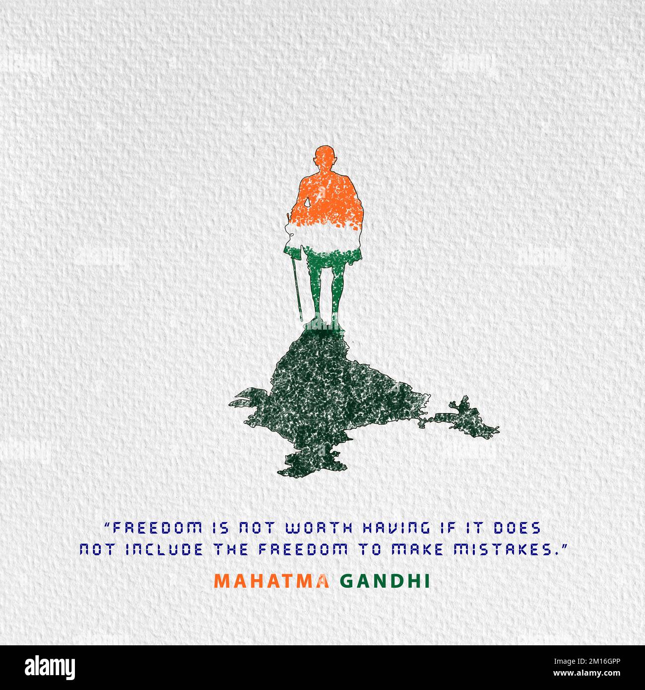 Mahatma Gandhi. Ein indischer Anwalt, anti-kolonialer Nationalist und politischer Ethiker. Der Anführer der indischen Unabhängigkeitsbewegung mit einem berühmten Zitat Stockfoto
