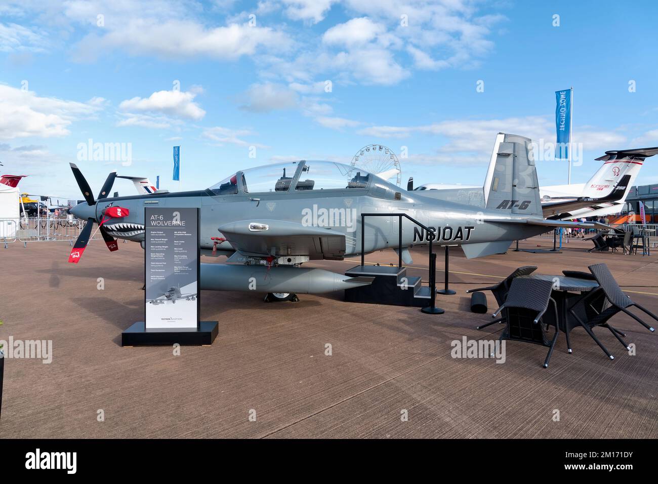 RAF Fairford, Gloucestershire, Vereinigtes Königreich - Juli 20 2019: A Textron Aviation Beechcraft AT-6 Wolverine (N610AT) Single Turboprop Light Attack Aircraft Stockfoto