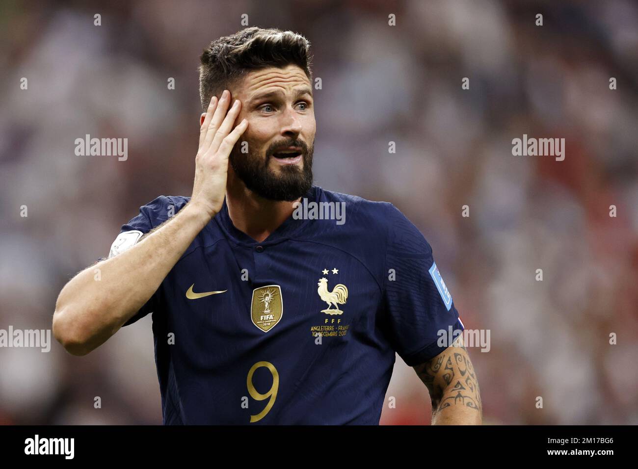 AL KHOR - Olivier Giroud von Frankreich während des FIFA-Weltmeisterschafts-Viertelfinalspiels von Katar 2022 zwischen England und Frankreich am 10. Dezember 2022 im Al Bayt Stadium in Al Khor, Katar. AP | niederländische Höhe | MAURICE OF STONE Credit: ANP/Alamy Live News Stockfoto