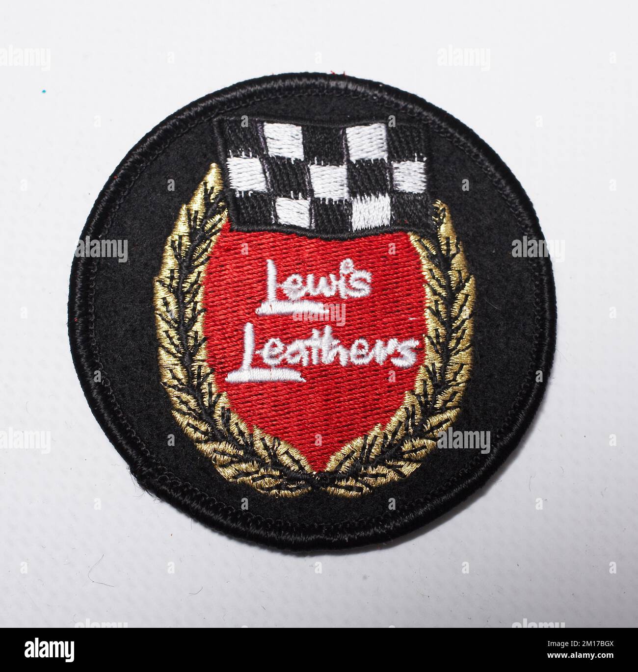 Lewis Leathers Logo Abgänge, gestickter Aufnäher Stockfoto