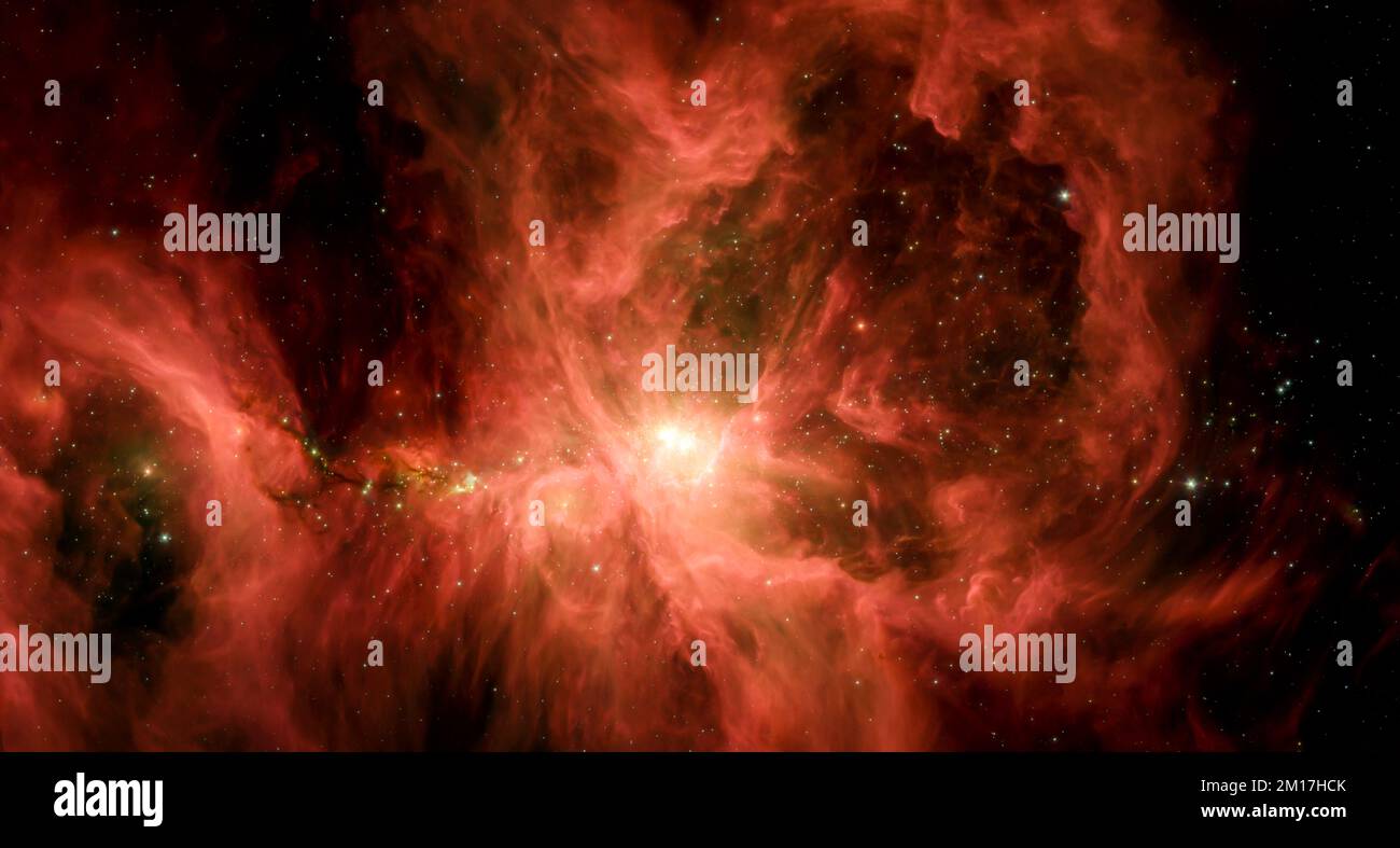 Der Orion-Nebel, Sterne im Orbit. Riesige Sternenkonstellation. Digital optimiert. Elemente dieses Bildes, bereitgestellt von der NASA. Stockfoto
