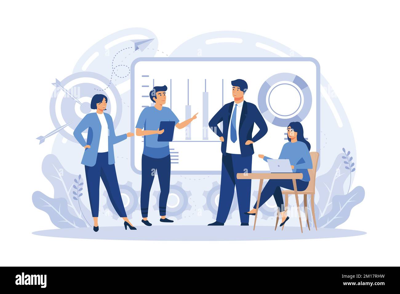 Aktionsplan, Startprojektplan. Erreichen von Zielen. Vision Statement, Business Mission, Mission des Unternehmens, Business Planning Concept. Flach Stock Vektor