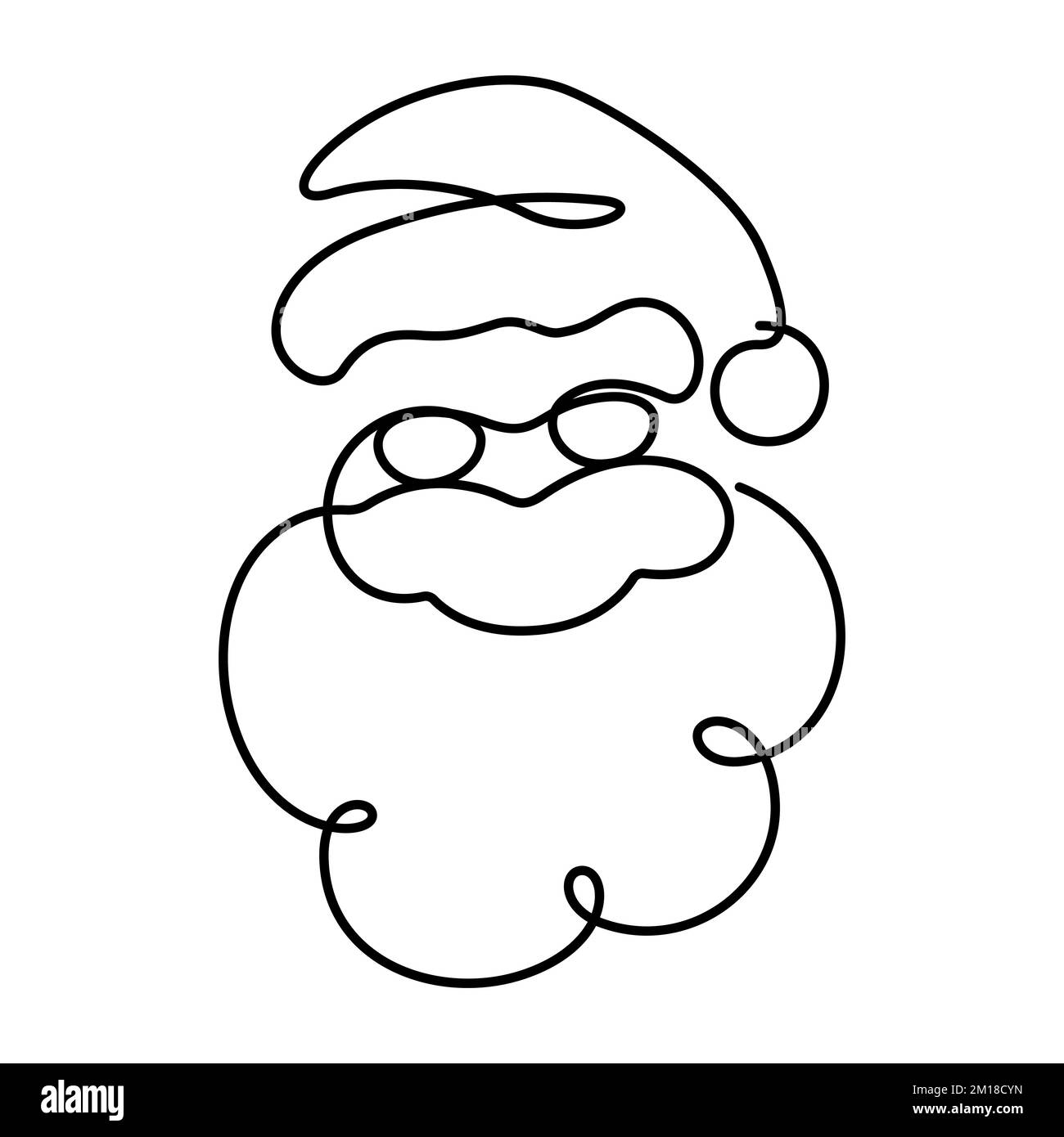 weihnachtsmann fröhliches Gesicht in einer Linie Zeichnungsvektordarstellung Stock Vektor