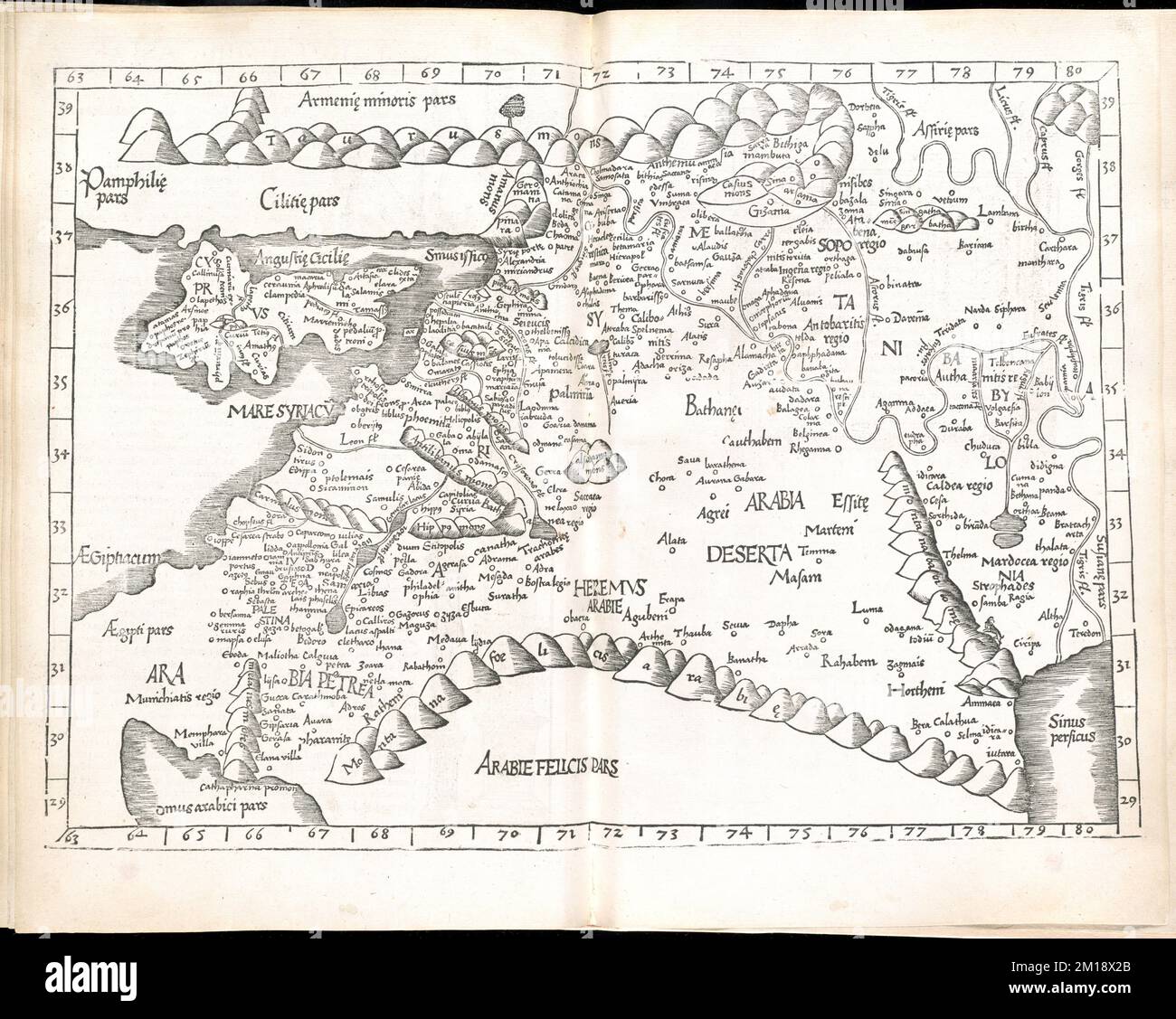 Tabula IIII Asiae , Naher Osten, Karten, frühe Arbeiten bis 1800, Libanon, Karten, frühe Arbeiten bis 1800, Irak, Karten, frühe Arbeiten bis 1800, Syrien, Karten, frühe Arbeiten bis 1800, Israel, Karten, frühe Arbeiten bis 1800, Jordanien, Karten, frühe Arbeiten bis 1800, Kuwait, Karten, frühe Arbeiten bis 1800, Zypern, Karten, Frühe Arbeiten zur Norman B. Leventhal Map Center Collection 1800 Stockfoto