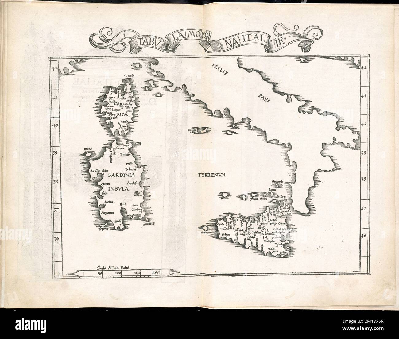 Tabula moderna Italie , Korsika Frankreich, Karten, frühe Arbeiten bis 1800, Sardinien Italien, Karten, frühe Arbeiten bis 1800, Sizilien Italien, Karten, frühe Arbeiten bis 1800 Norman B. Leventhal Map Center Collection Stockfoto