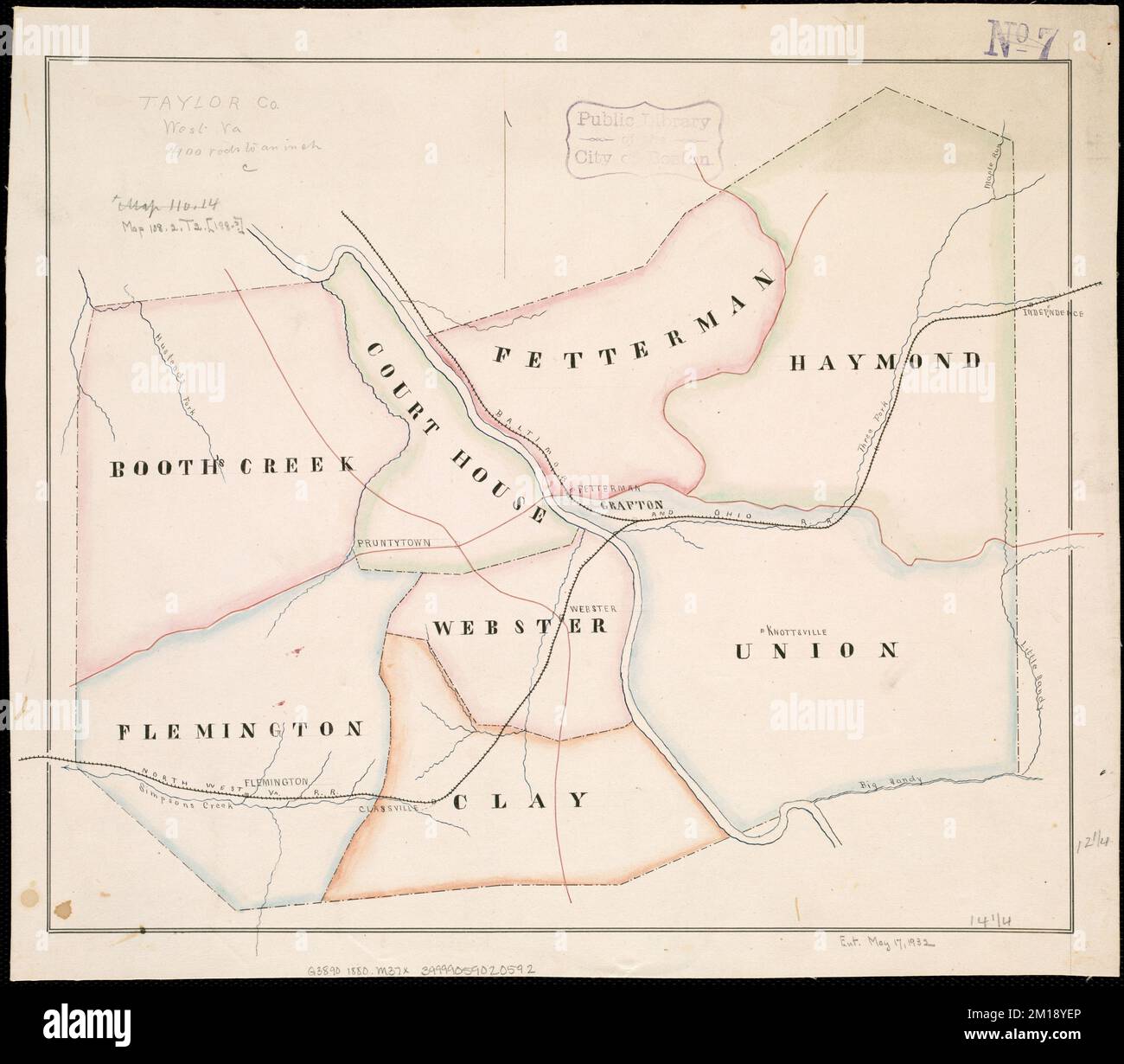 Taylor Co., West VA, Taylor County W.A., Maps Norman B. Leventhal Map Center Collection Stockfoto