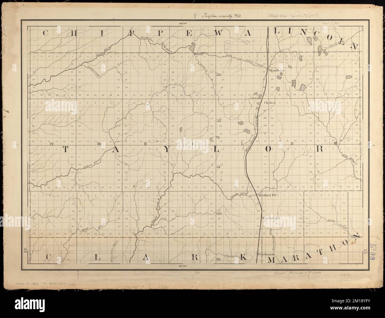 Taylor County, Wisconsin , Taylor County Wis., Karten, Manuskript Karten Norman B. Leventhal Map Center Collection Stockfoto