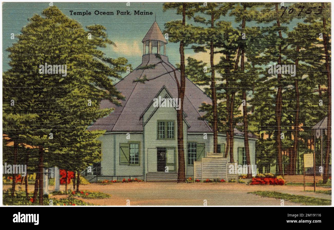 Temple Ocean Park, Maine, religiöse Einrichtungen, Tichnor Brothers Collection, Postkarten der Vereinigten Staaten Stockfoto