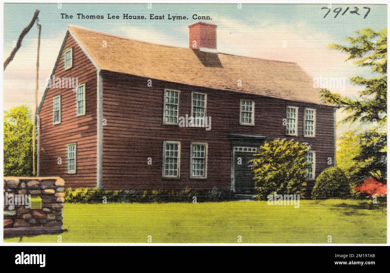 Das Thomas Lee Haus, East Lyme, Conn , Houses, Tichnor Brothers Collection, Postkarten der Vereinigten Staaten Stockfoto