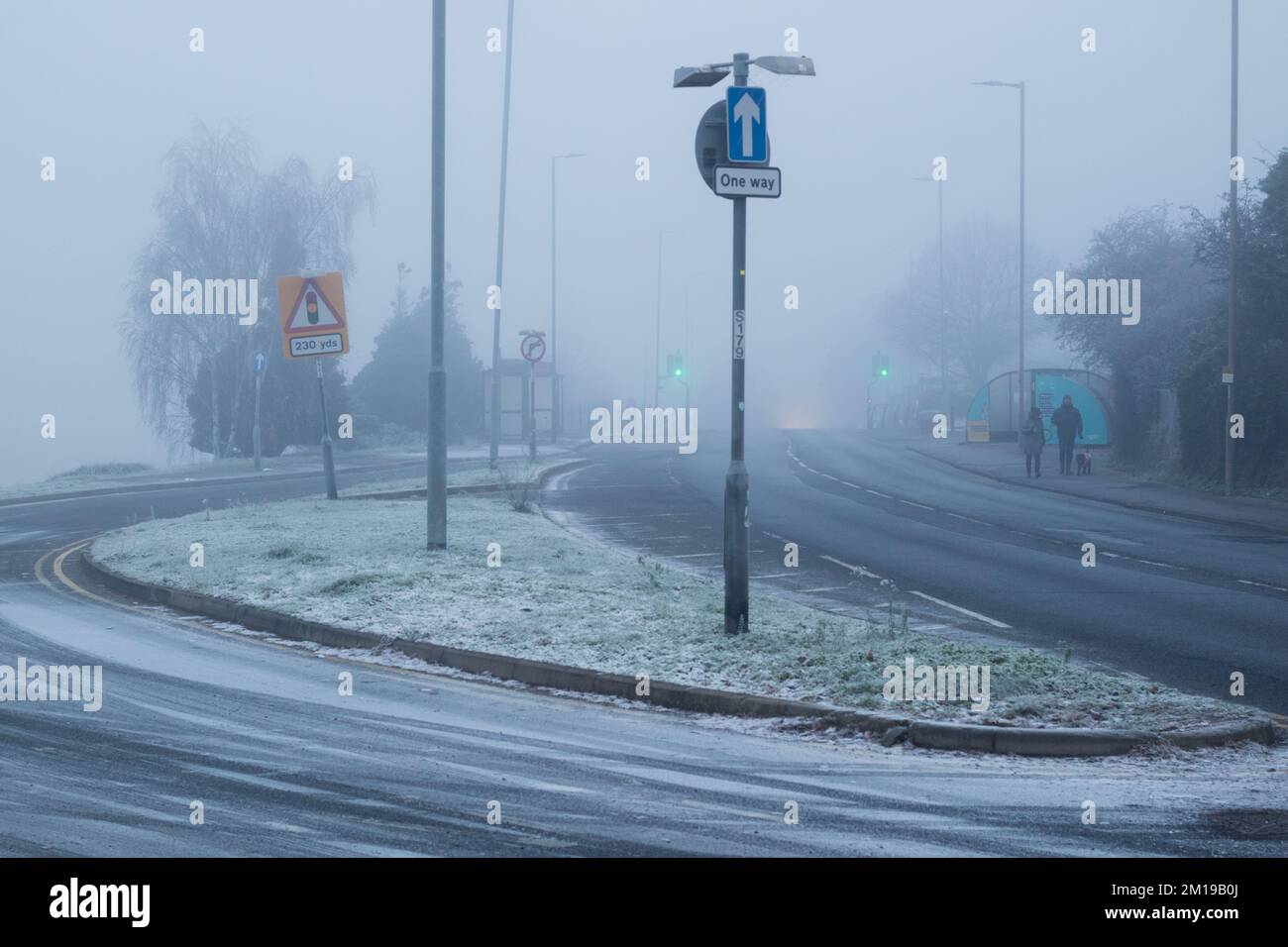Big Freeze, eine winterliche Zeit des eisigen Wetters, zieht sich über Essex, Großbritannien. Stockfoto