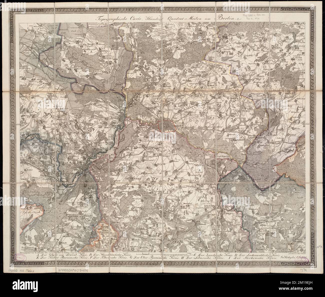Topographische Karte : Hundert Quadrat-Meilen um Berlin , Berlin Deutschland, Karten Norman B. Leventhal Kartenzentrum Sammlung Stockfoto