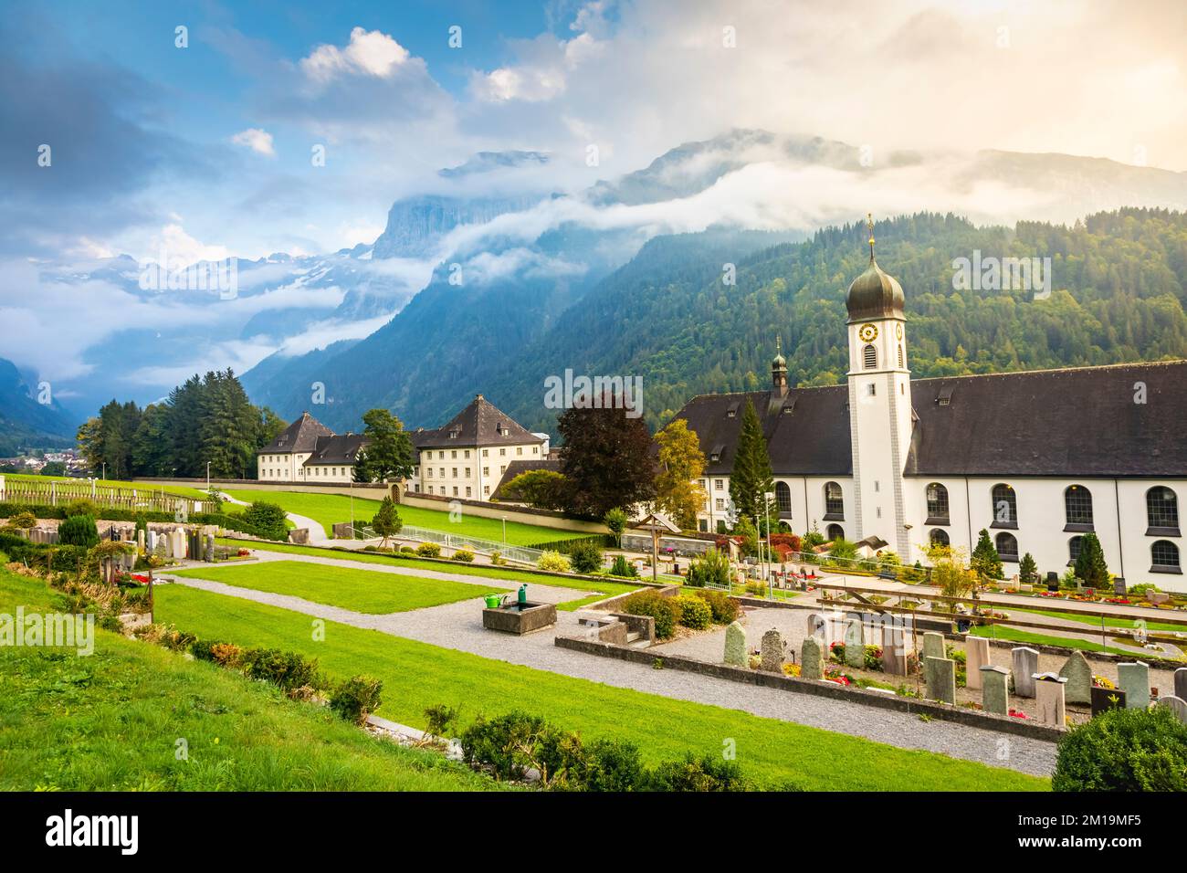 Idyllische Landschaft des Dorfes Engelberg, Obwalden, Schweizer Alpen, Schweiz Stockfoto