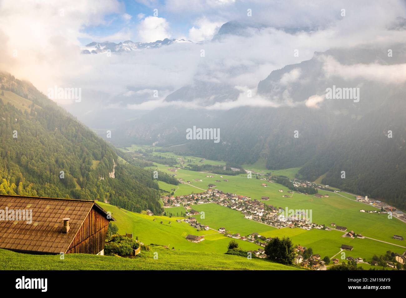 Idyllische Landschaft des Dorfes Engelberg, Obwalden, Schweizer Alpen, Schweiz Stockfoto