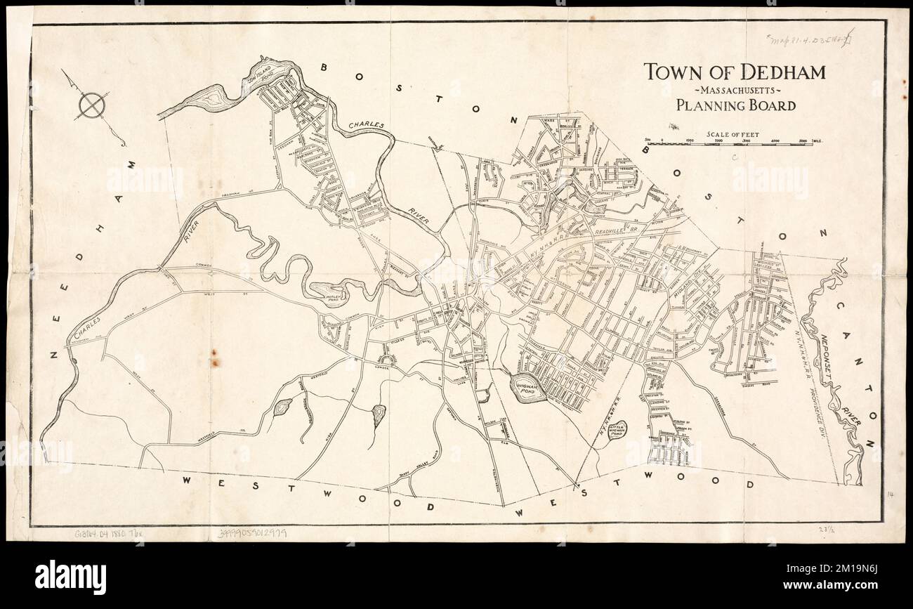 Stadt Dedham Massachusetts , Dedham Mass., Maps Norman B. Leventhal Map