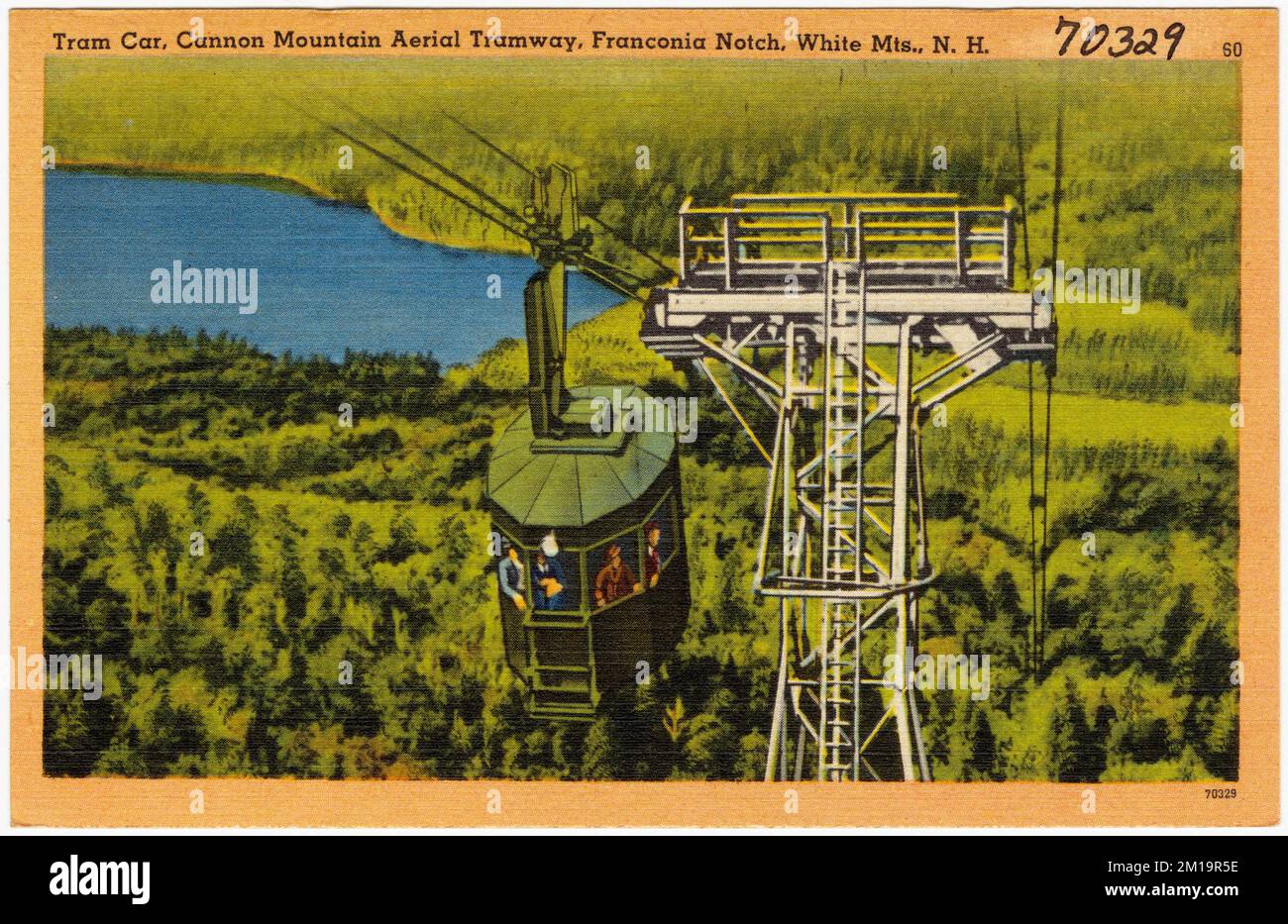 Straßenbahn, Cannon Mountain Aerial Tramway, Franconia Notch, White Mts., N.H. , Berge, Tichnor Brothers Collection, Postkarten der Vereinigten Staaten Stockfoto