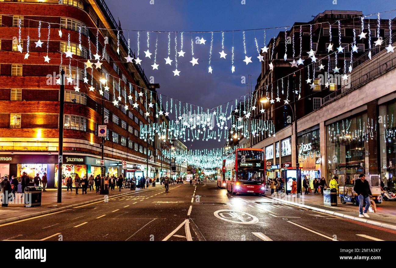 Oxford Street an Weihnachten in London UK Stockfoto
