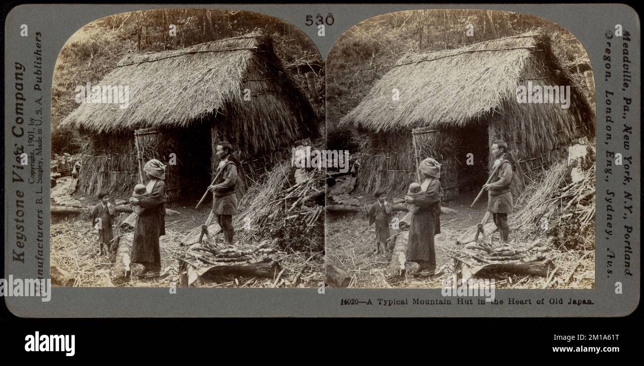 Eine typische Berghütte im Herzen des alten Japans, Wohnungen, Bauern Stockfoto