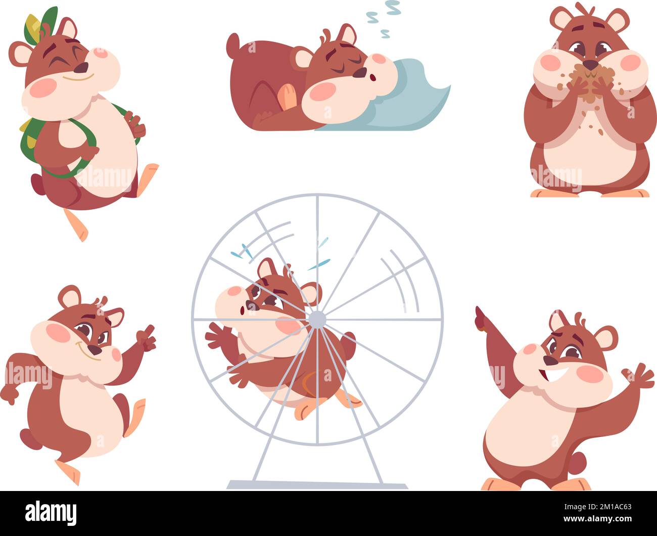 Hamsterfiguren. Lustige Haustiere flauschige Tiere in Aktion zeigt zu Hause schicke Haustiere exakte Vektor-Cartoon-Hamster Stock Vektor