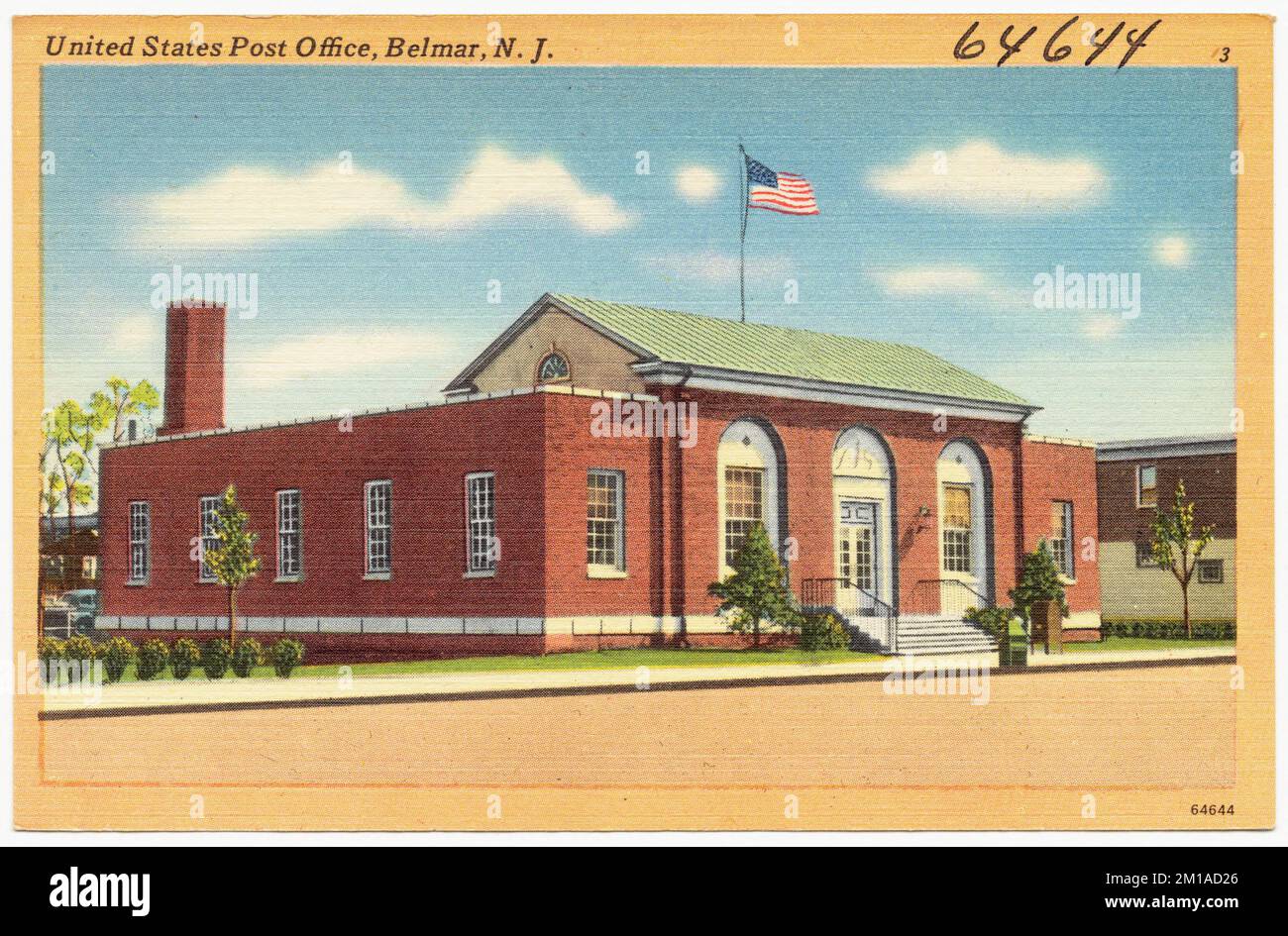 United States Post Office, Belmar, N. J., Post Offices, Tichnor Brothers Collection, Postkarten der Vereinigten Staaten Stockfoto