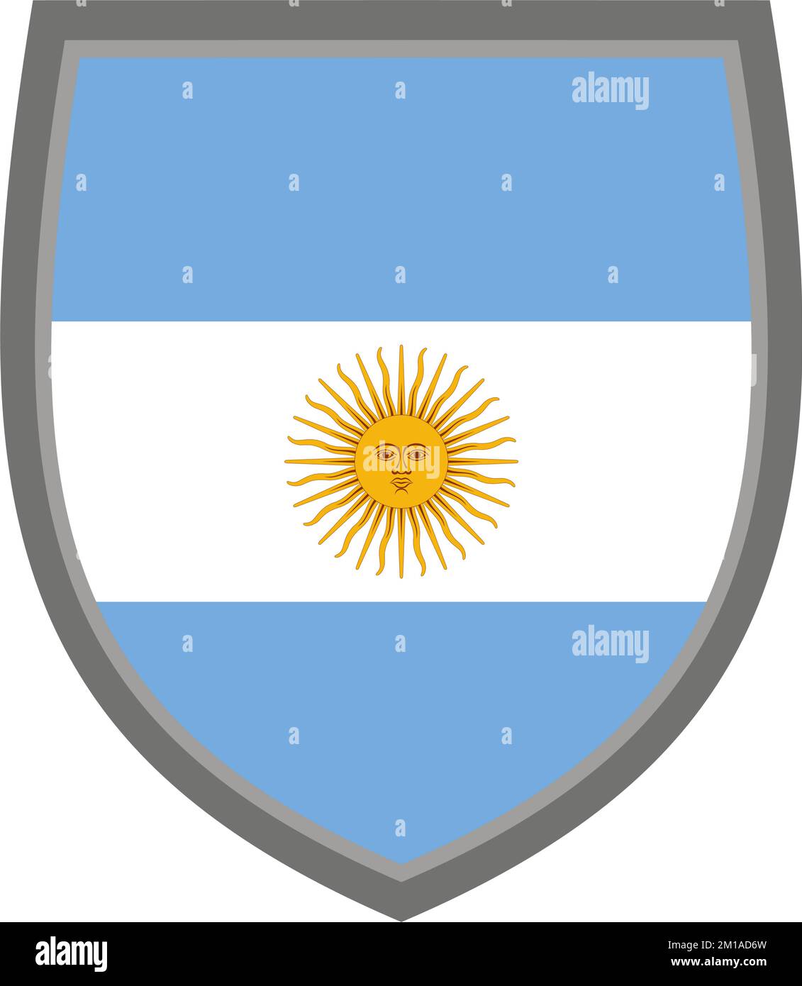 Schild mit den Farben der argentinischen Flagge - Original-RGB-Farbe - Symbol argentinischer Schild ausgeschnitten Stock Vektor
