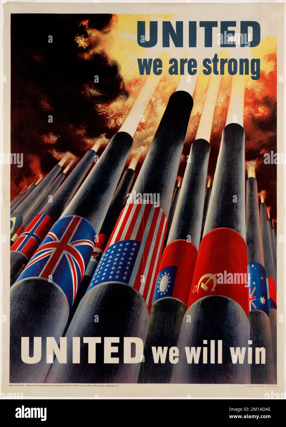 Vereint sind wir stark. Gemeinsam werden wir gewinnen, Propaganda, Artillerie-Waffen, Weltkrieg, 1939-1945, Allied Powers 1919- Stockfoto