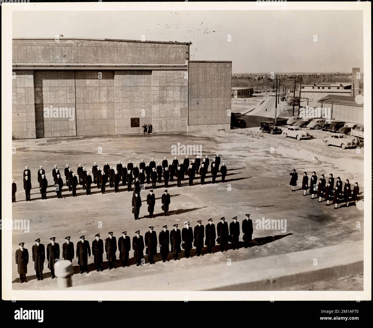 US Naval Auxiliary Air Facility, Luftwaffenstützpunkte, Militärpersonal. Fotos des ersten Marinestreifens Stockfoto