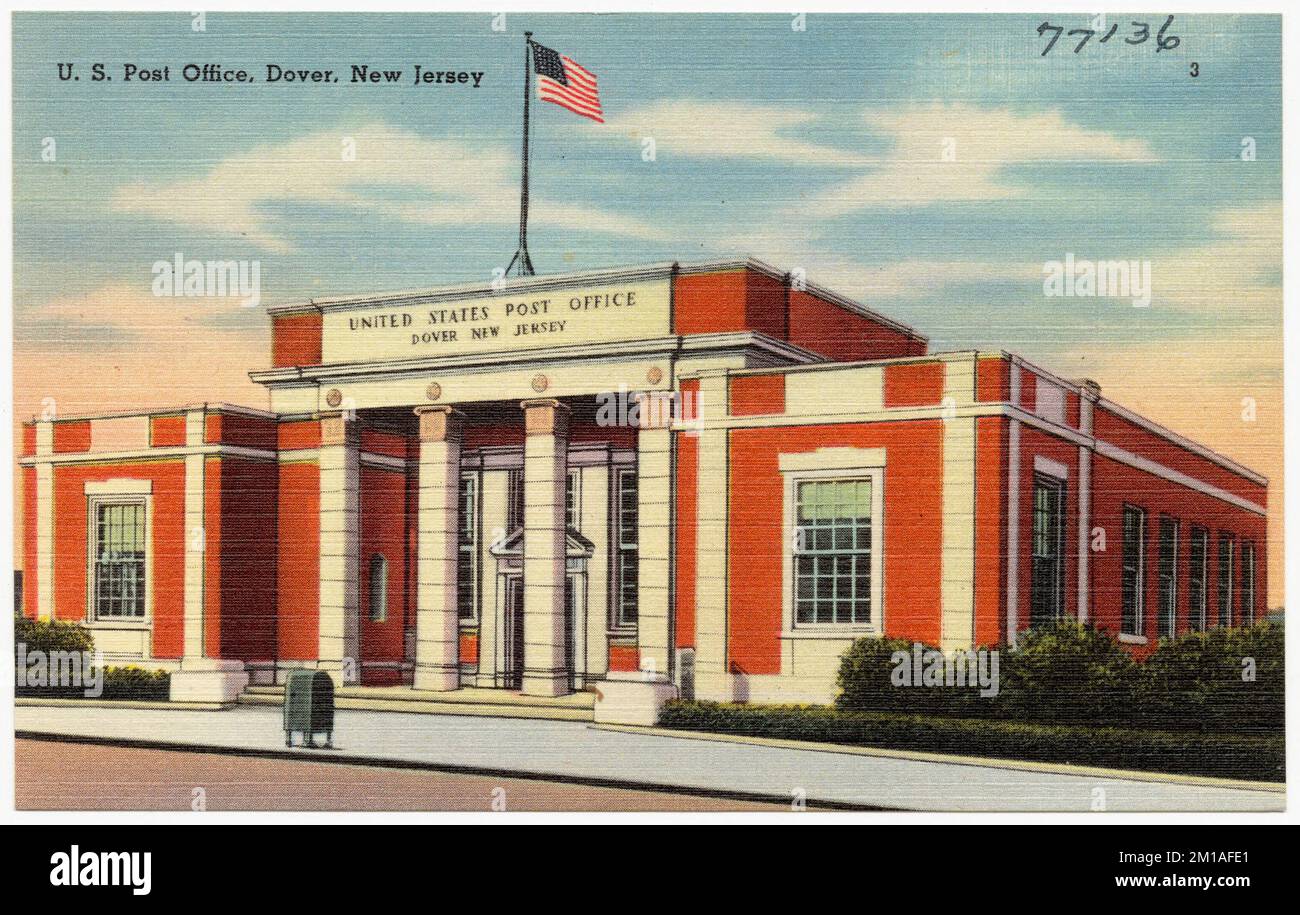 US-Postamt, Dover, New Jersey, Postämter, Tichnor Brothers Collection, Postkarten der Vereinigten Staaten Stockfoto
