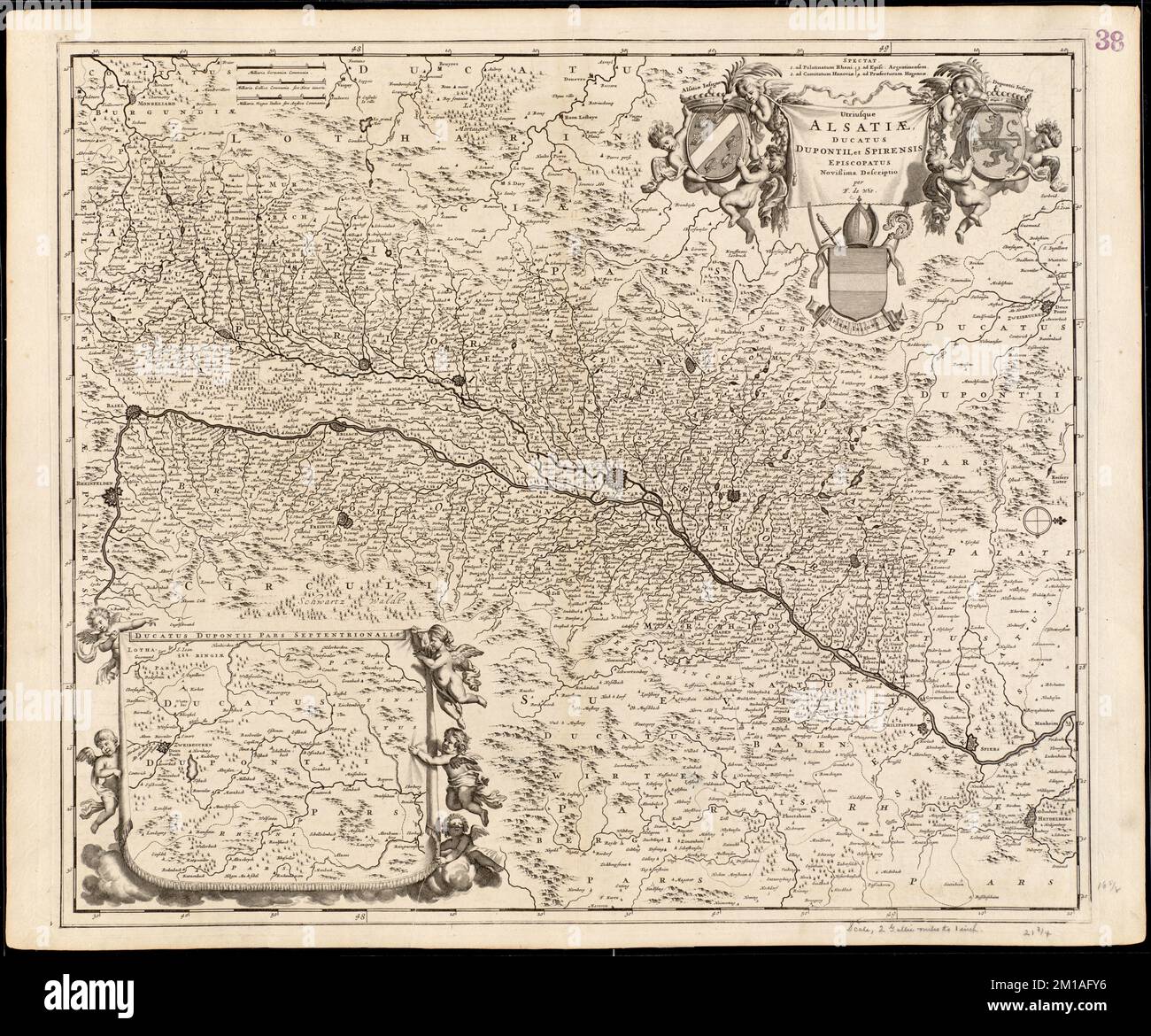 Utriusque Alsatiae, ducatus Dupontii, et Spirensis Episcopatus novissima descriptio , Elsass Frankreich, Karten, frühe Werke bis 1800, Baden-Württemberg Deutschland, Karten, frühe Werke bis 1800 Norman B. Leventhal Map Center Collection Stockfoto