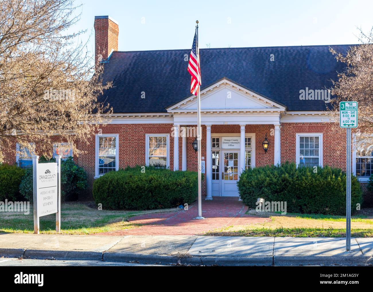 HILLSBOROUGH, NC, USA-29. NOVEMBER 2022: Bezirksstaatsanwaltschaft Orange County. Stockfoto