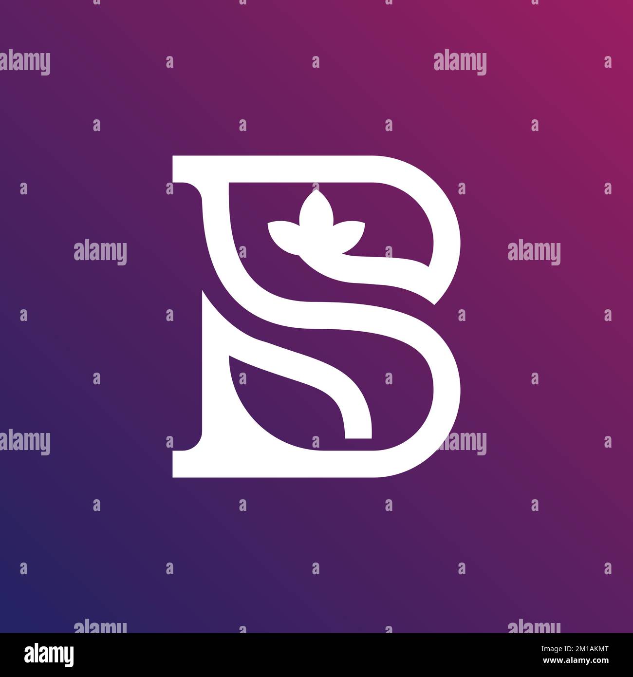 B S Schriftzug „Botanic Natural Organic Leaf Luxury Beauty Rose Gradient“-Logo Stock Vektor