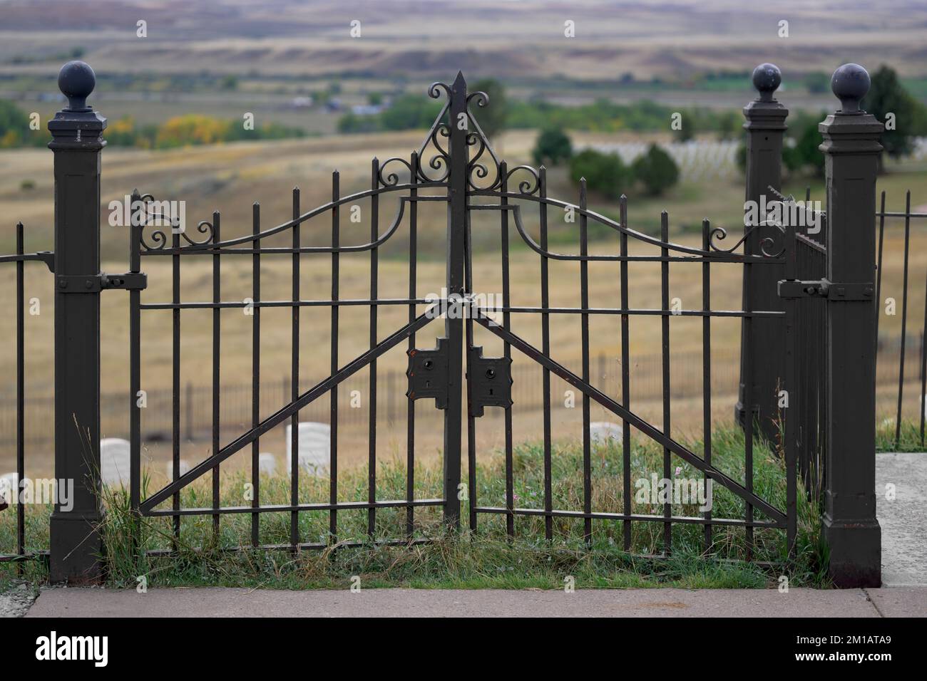 Iron Gate am Last Stand Hill (Custers letzter Stand) am Little Bighorn Battlefield National Monument in Crow Agency, Montana Stockfoto