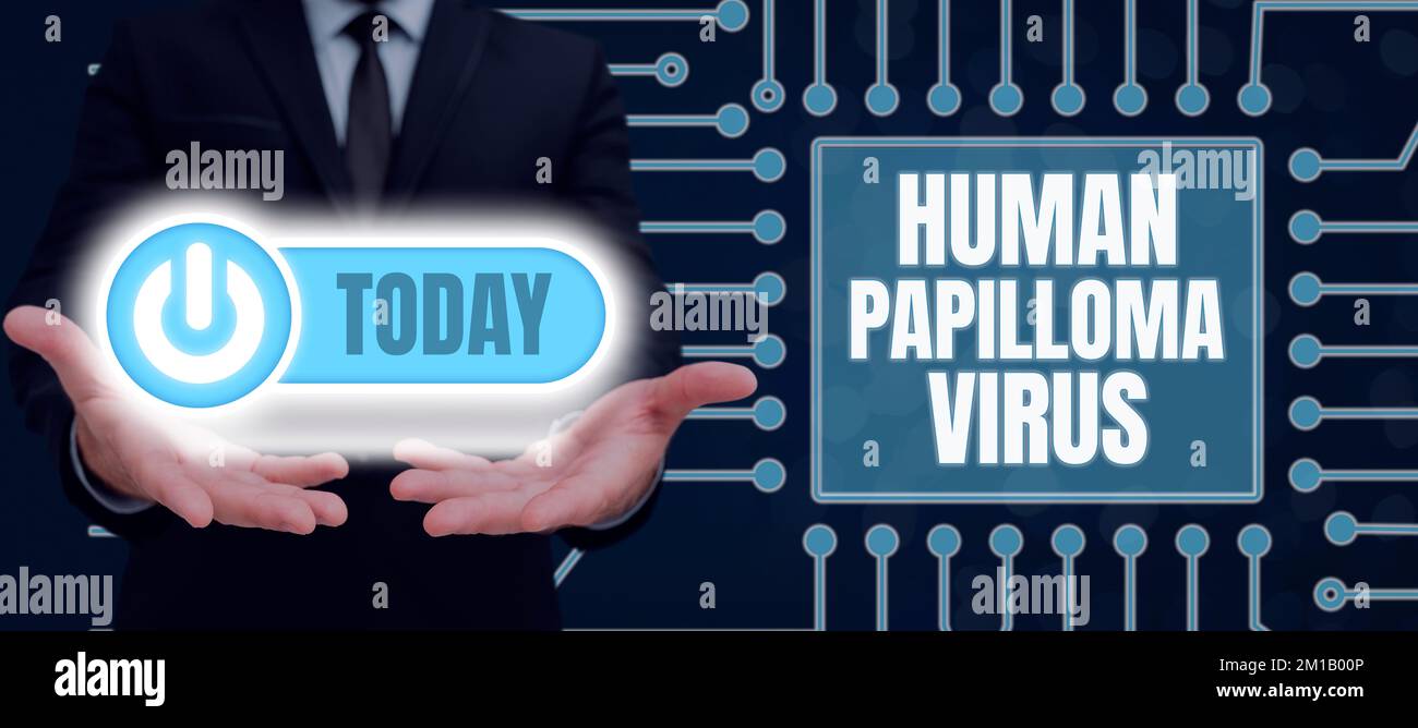 Schild zeigt Human Papilloma Virus. Wort geschrieben über die häufigste sexuell übertragbare Infektionskrankheit Stockfoto