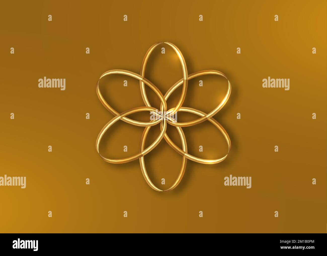 Goldene Lotusblütenmandala, Samen des Lebens Symbol Heilige Geometrie. Logo-Symbol Geometrische mystische Mandala der esoterischen Blume der Alchemie. goldene Weihnachten Stock Vektor