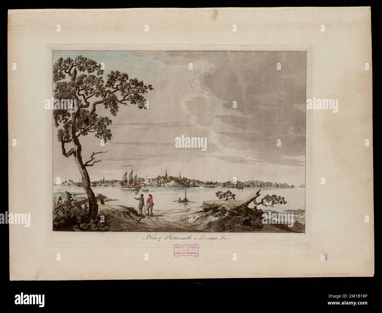 Blick auf Portsmouth in Piscataqua River , New Hampshire, Geschichte, Revolution, 1775-1783, Bildwerke, frühe Werke bis 1800, Portsmouth N.H., Bildwerke, frühe Werke bis 1800 Norman B. Leventhal Map Center Collection Stockfoto