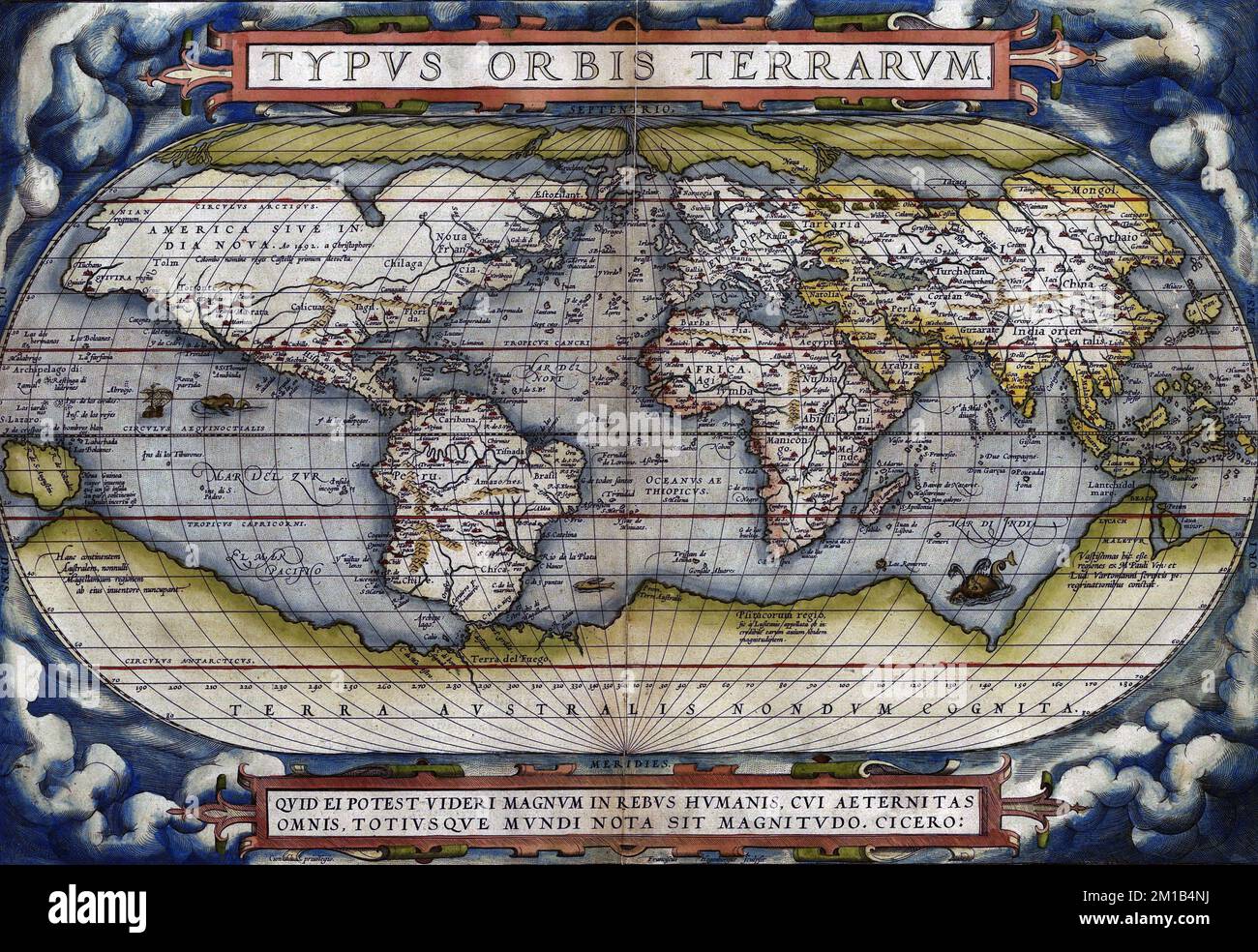 Ortelius Weltkarte 1570 von Abraham Ortelius Stockfoto