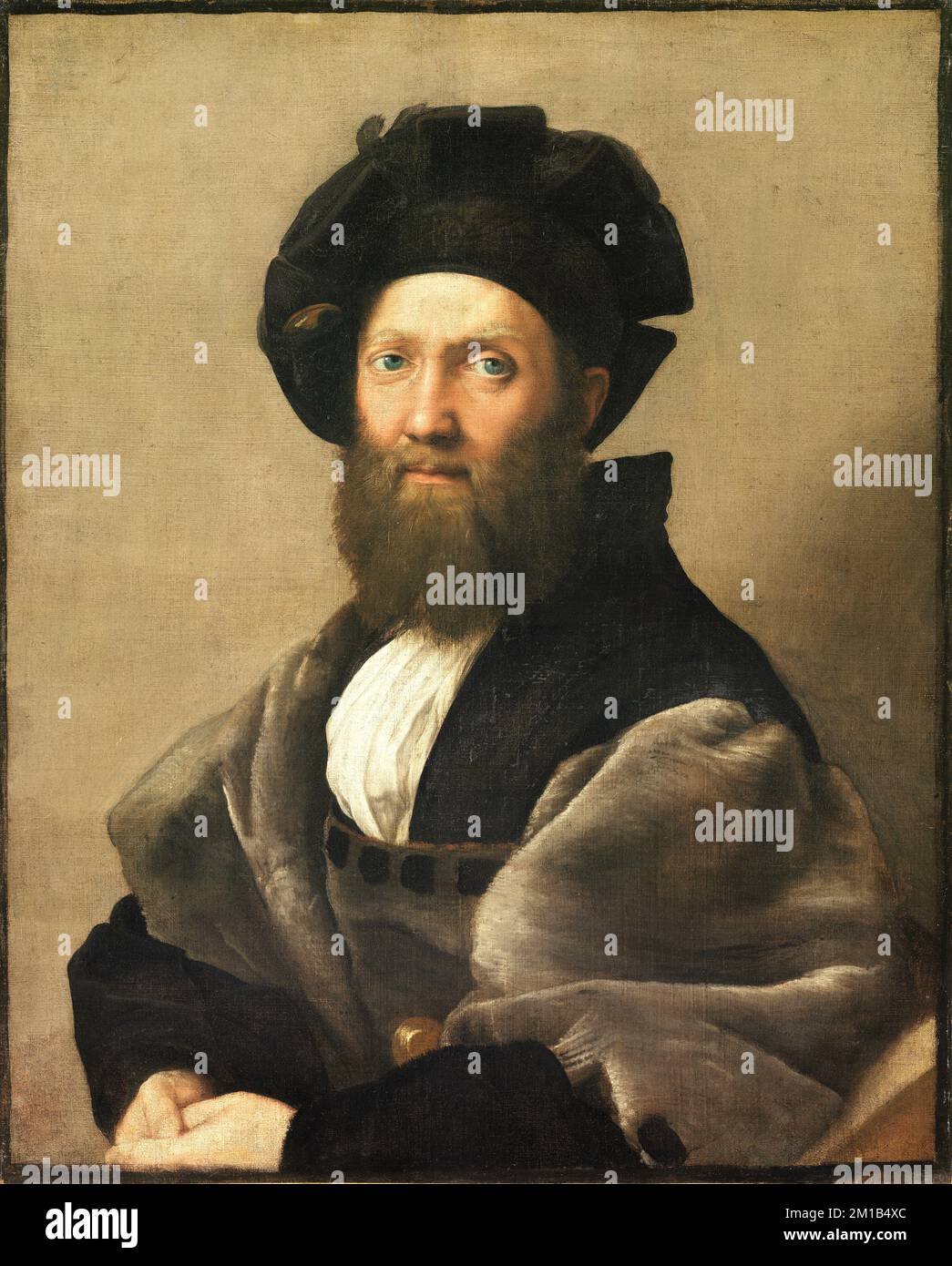 Porträt von Baldassare Castiglione, 1515, Gemälde von Raphael Stockfoto Porträt von Baldassare Castiglione, 1515, Gemälde von Raphael Stockfoto