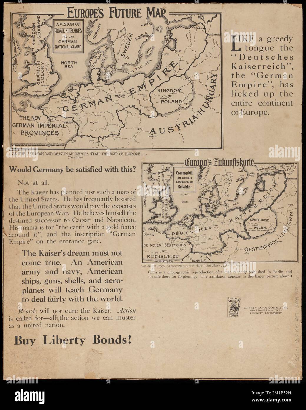 Eine Vision des Gefreiten Kutschkes der Deutschen Nationalgarde - Traumgebild des deutschen Landwehrmanns Kutschke! , Weltkrieg, 1914-1918, Europa, Karten, World war, 1914-1918, Propaganda, Europa, Karten Norman B. Leventhal Map Center Collection Stockfoto