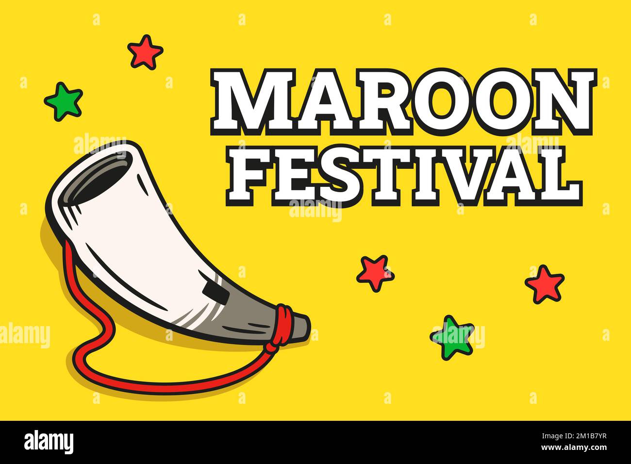 Jamaika Maroon Festival Banner mit Abeng Horn Instrument. Vektor-Clip-Art-Illustration. Stock Vektor