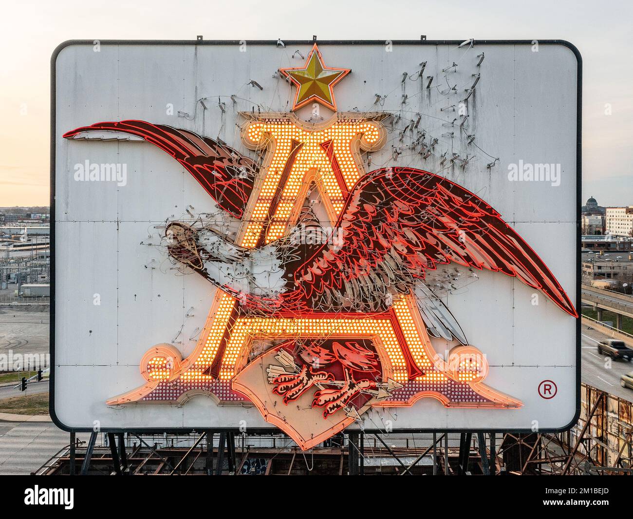 Anheuser Busch Neonschild Stockfoto