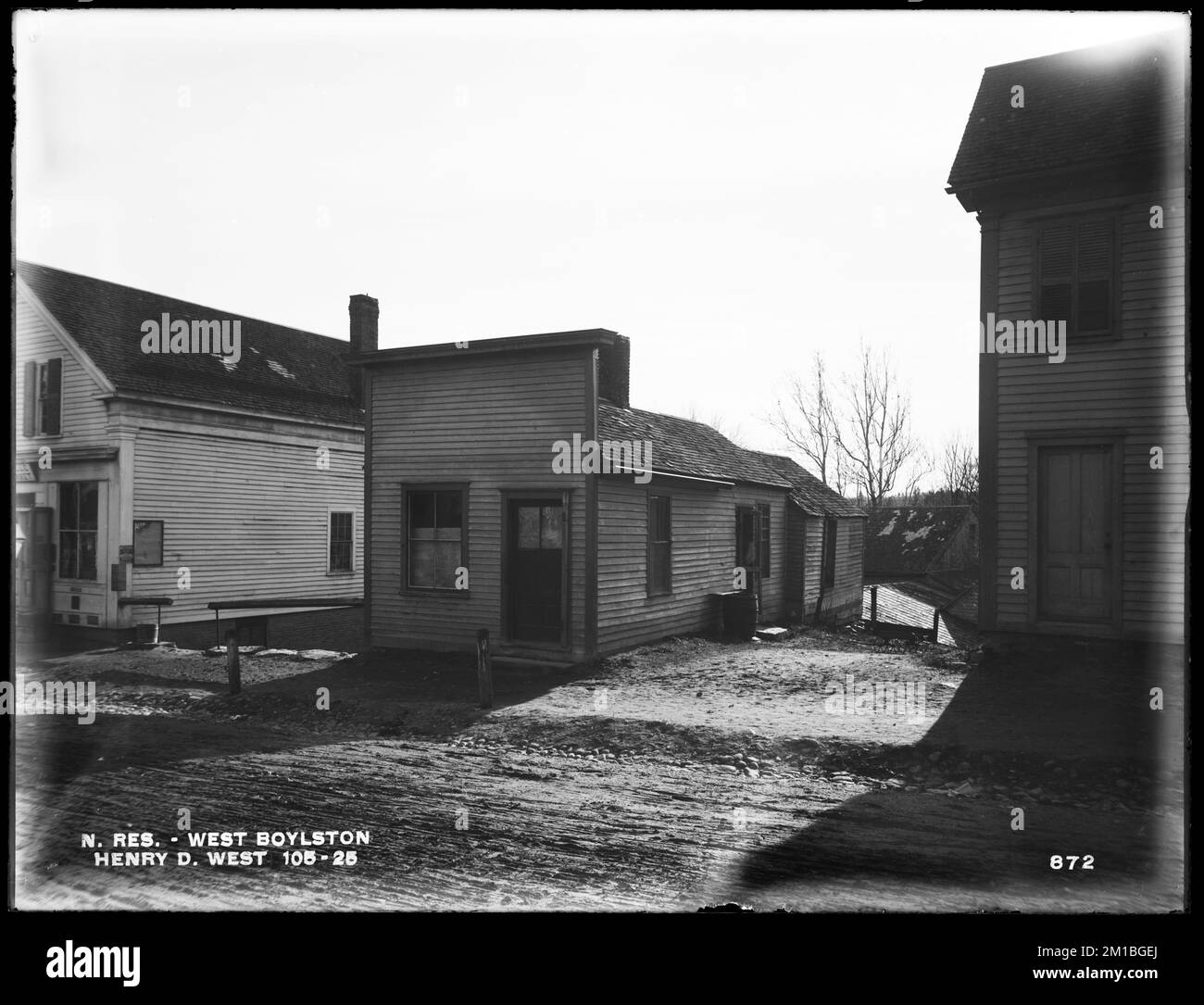 Wachusett Reservoir, Henry D. West's House, auf der Südseite der East Main Street, in der Nähe der Prospect Street, von Norden in East Main Street, West Boylston, Massachusetts, 14. Dezember 1896 Wasserwerke, Reservoirs, Wasserverteilungsstrukturen, Immobilien Stockfoto