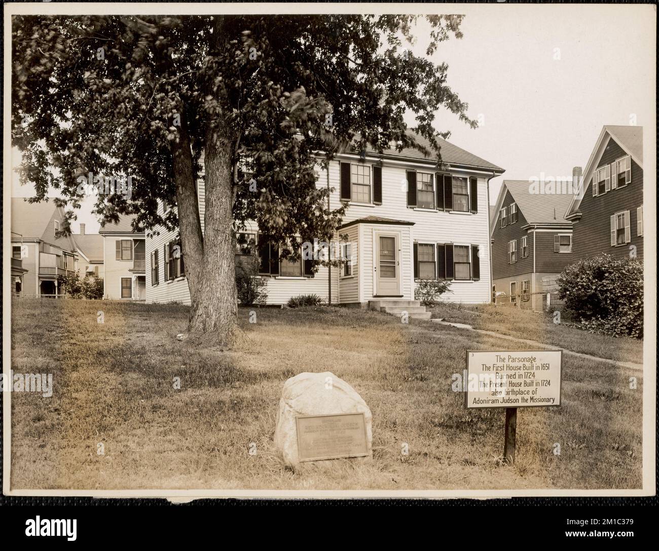 The Wigglesworth House, 145 Main Street, Malden, Mass. , Häuser, historische Gebäude, historische Marker, Wigglesworth, Michael, 1631-1705, Judson, Adoniram, 1788-1850. Leon Abdalian Kollektion Stockfoto