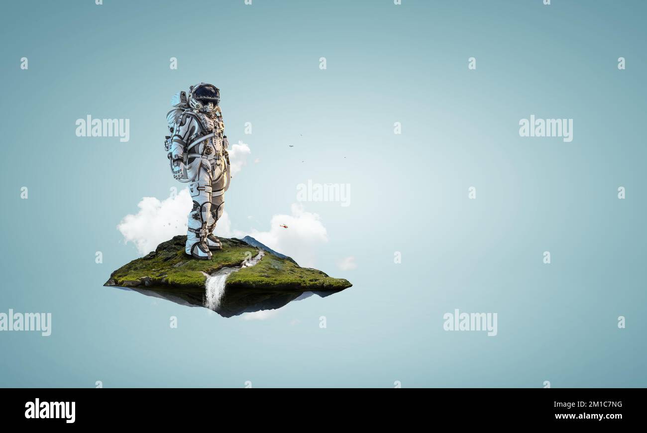 Spaceman auf einer Glühbirne Stockfoto
