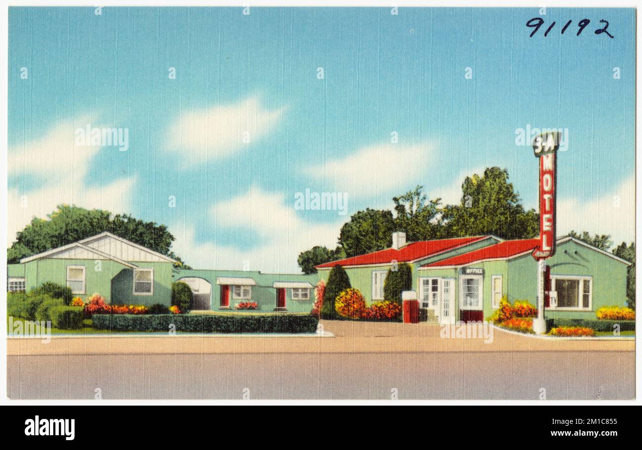 3 - Ein Motel, Motels, Tichnor Brothers Collection, Postkarten der Vereinigten Staaten Stockfoto