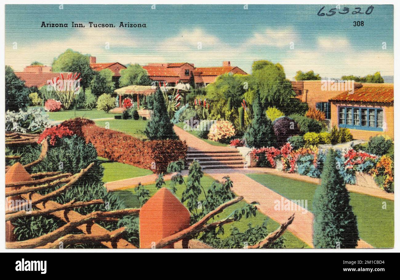 Arizona Inn, Tucson, Arizona , Hotels, Tichnor Brothers Collection, Postkarten der Vereinigten Staaten Stockfoto