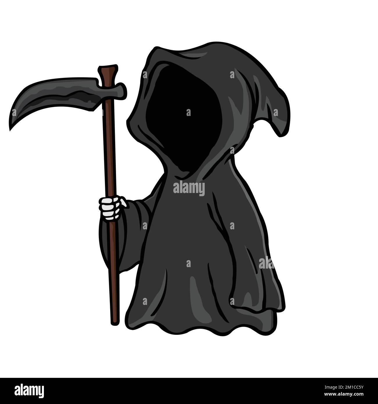 Illustration grimmige Reaper Cartoon-Vektor für Merchandise-Aufkleber und Marken der Bekleidungslinie.EPS 10 Stock Vektor