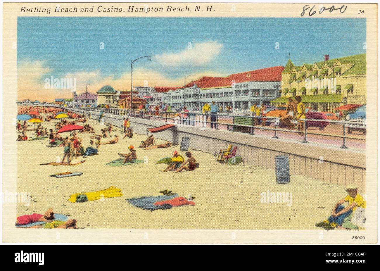 Badestrand und Kasino, Hampton Beach, N.H. , Strände, Sport- und Erholungseinrichtungen, Tichnor Brothers Collection, Postkarten der Vereinigten Staaten Stockfoto
