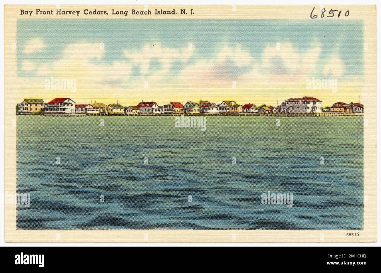 Bay Front Harvey Cedars, Long Beach Island, N. J. , Seas, Cities & Towns, Tichnor Brothers Collection, Postkarten der Vereinigten Staaten Stockfoto